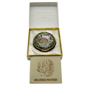 BEATRIX POTTER Large Christmas Trinket 1982 Enamel Gold Trim England Vintage